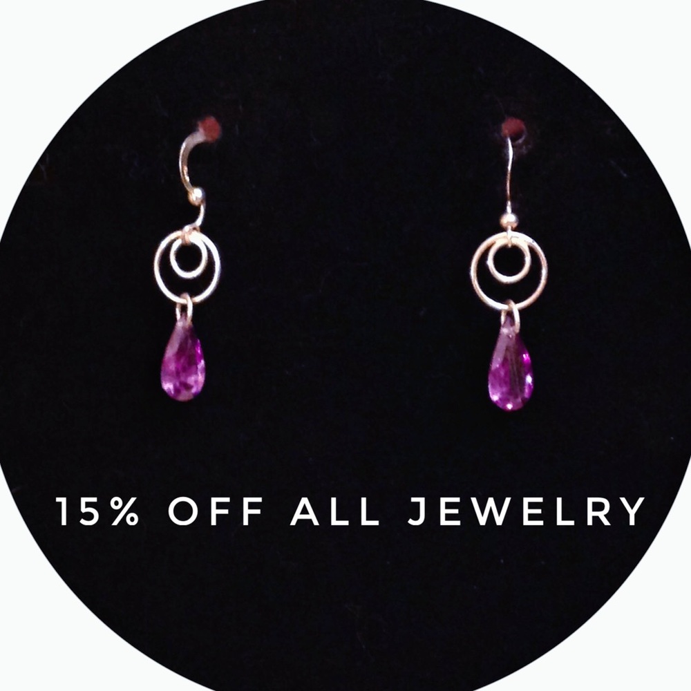⭐️ 3for$30! 🆕 Dainty Silver Hoop w/a Purple Resin Bead Dangle Drop Earrings NWT